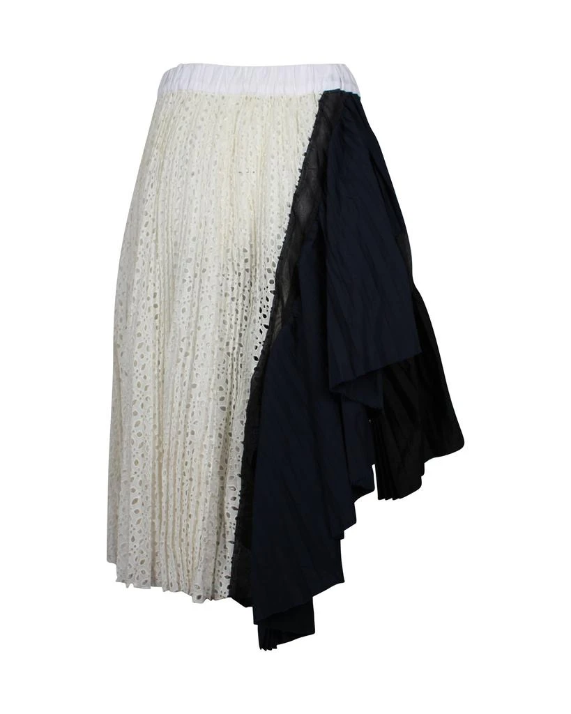 NIKE Sacai Lace Pleated Asymmetric Deconstructed Skirt in Multicolor Cotton Blend 3