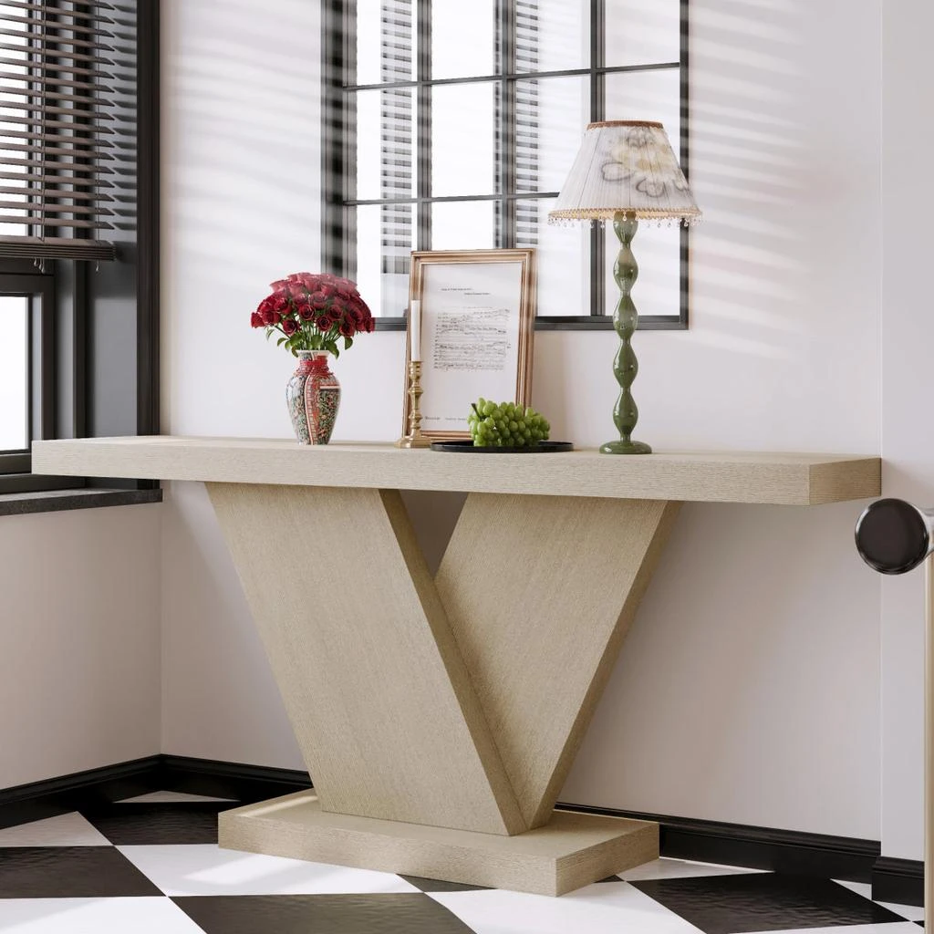 Streamdale Furniture Streamdale Modern X-Leg Console Table with Solid Wood Veneer, Oak Wash 2