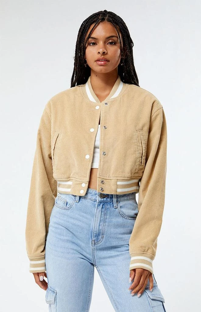 PacSun Extra Cropped Corduroy Varsity Jacket 1
