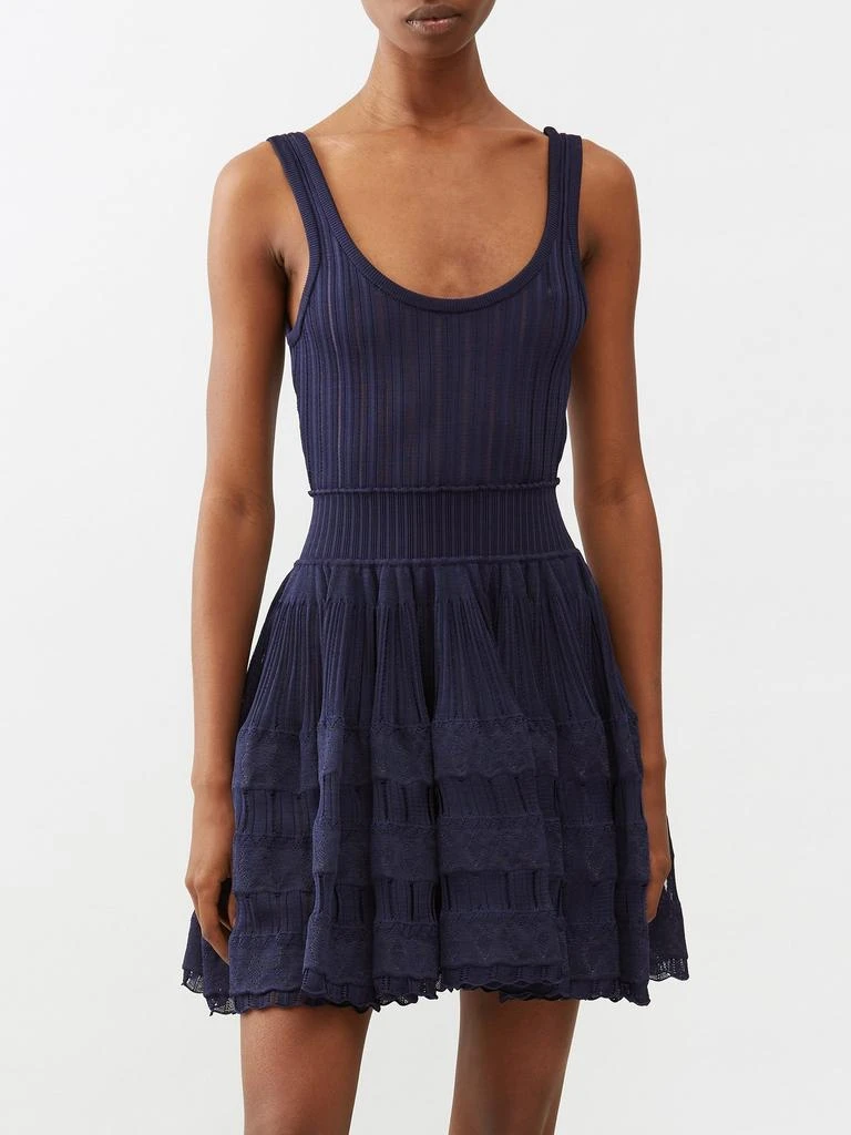 Alaïa Scoop-neck ribbed-knit crinoline mini dress 1