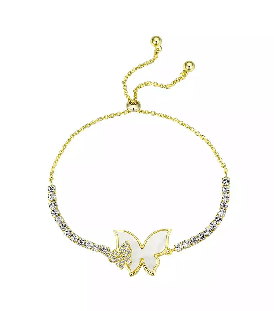 Shop Cubic Zirconia Mother of Pearl Butterfly Bolo Bracelet on