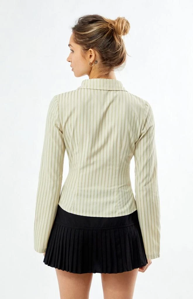 LA Hearts Striped Cinched Long Sleeve Button Down Shirt 4