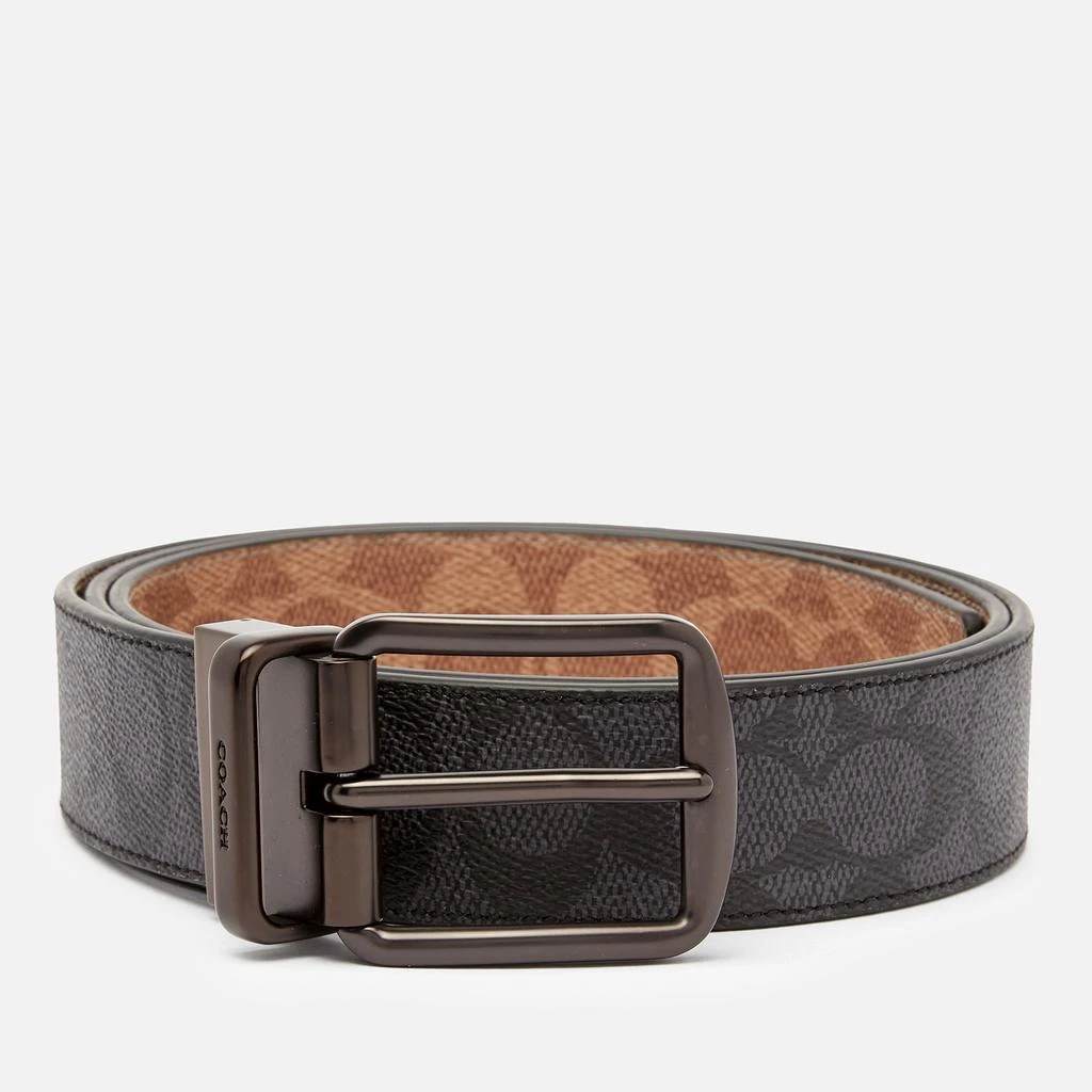 Coach Men's 38mm Cut-To-Size Harness Belt in Signature Canvas - Charcoal/Khaki 1