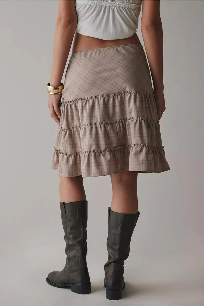 Urban Renewal ReMADE By UO Remnants Tiered Plaid Knee-Length Skirt 3