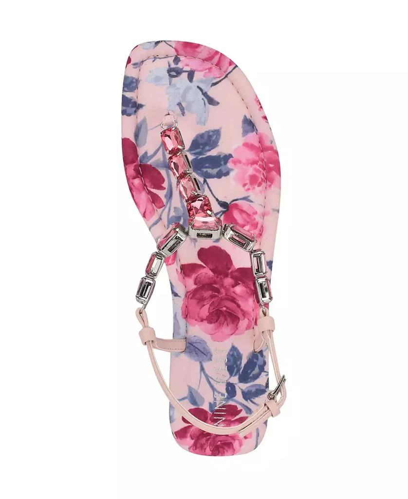 Nine West Women's Dynasti Embellished T-Strap Flat Sandals 4