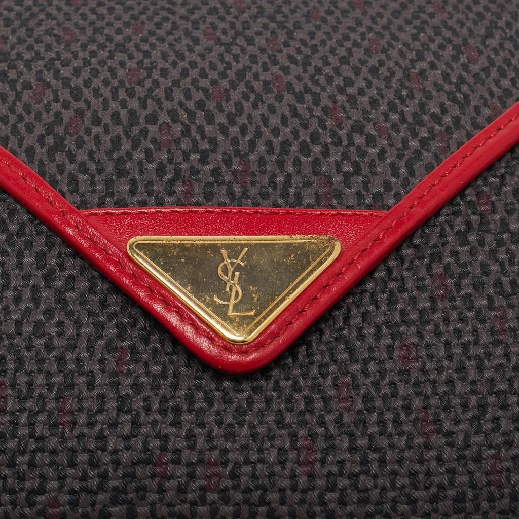 Yves Saint Laurent Yves Saint Laurent Grey/Red Coated Canvas and Leather Vintage Clutch 5