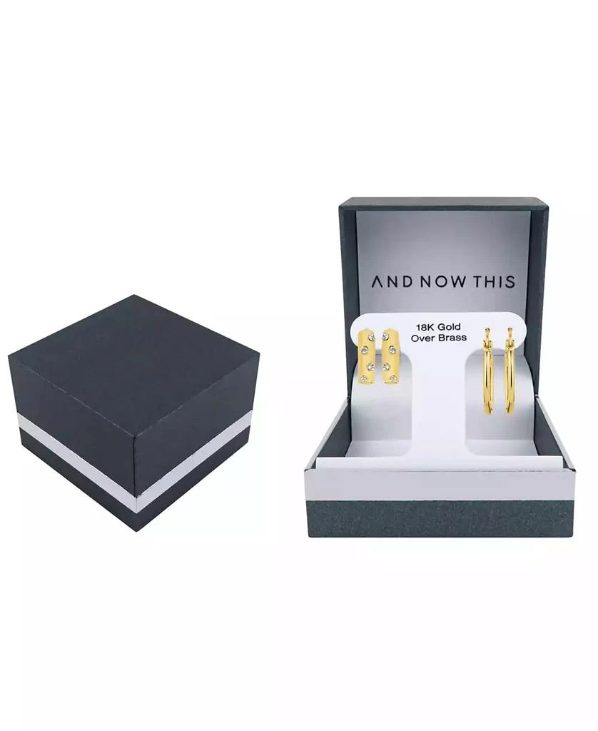 And Now This Gold Plated Crystal Stone Duo Hoop Set Earrings 2