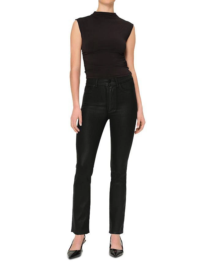 DL1961 Halle Instasculpt High Rise Straight Leg Jeans in Black Coat 2