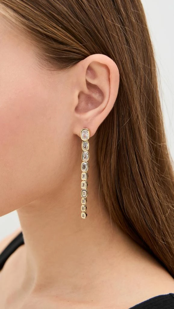 By Adina Eden Colored Bezel Baguette Graduated Drop Stud Earrings 2