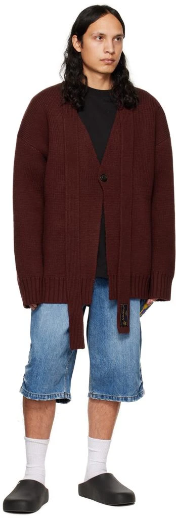 We11done Burgundy Self-Tie Cardigan 4