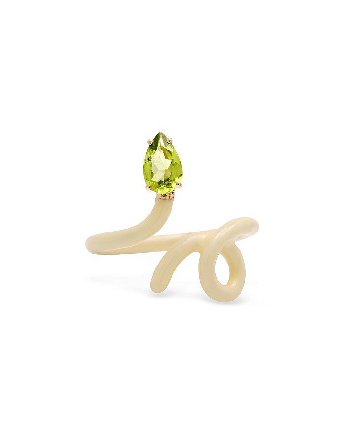 Bea Bongiasca Panna Enamel Peridot Baby Vine Ring