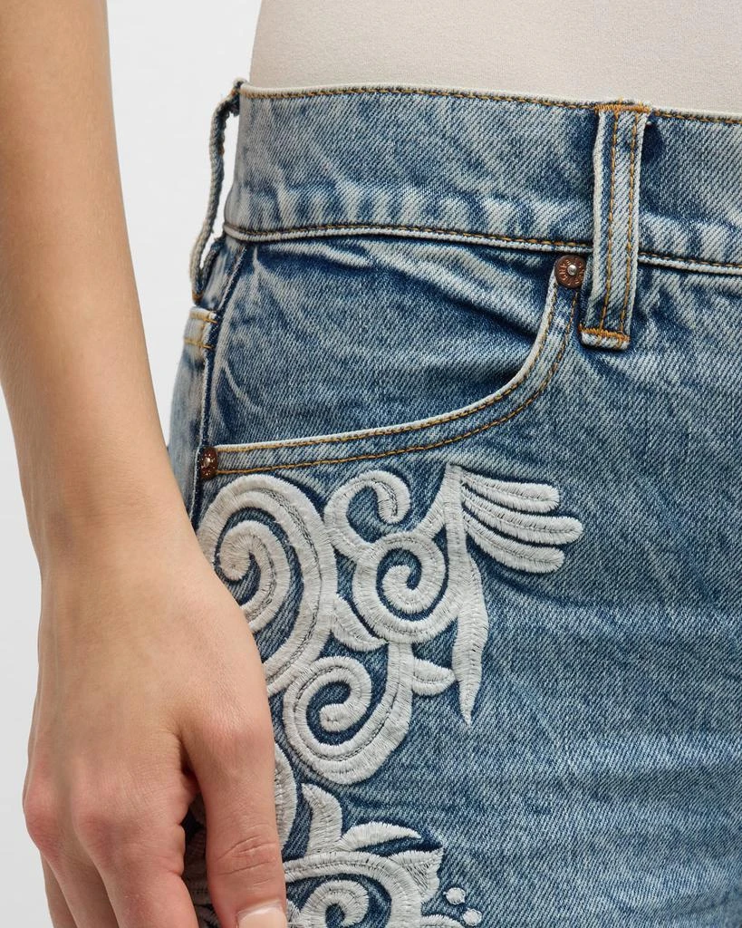 Alice + Olivia Beautiful Embroidered Cropped Bootcut Jeans 5
