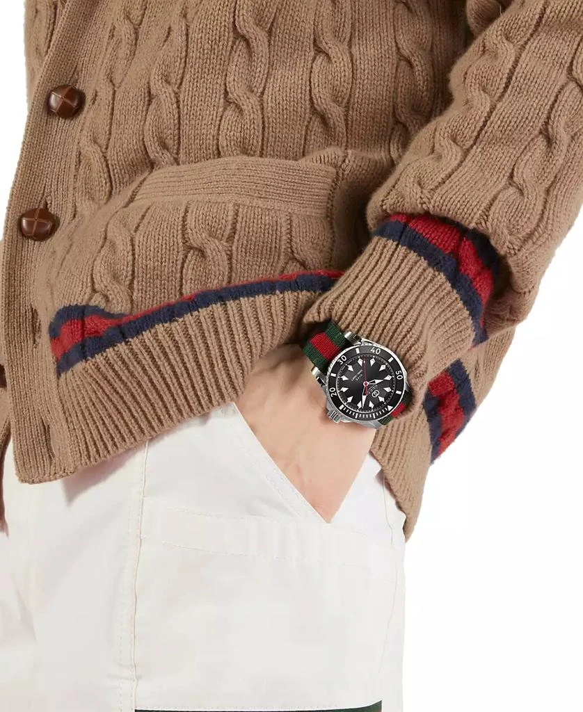 Gucci Men's Swiss Automatic Dive Green & Red Fabric Strap Watch 40mm 4