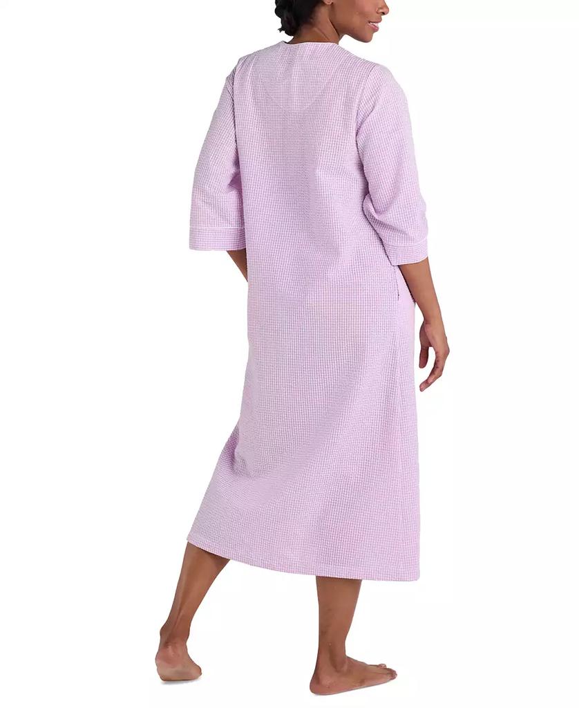Miss Elaine Women's 3/4-Sleeve Zip-Front Seersucker Robe
