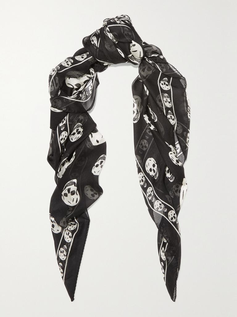 Alexander McQueen Navy Silk Blend Bosch Scarf – On Sale Now