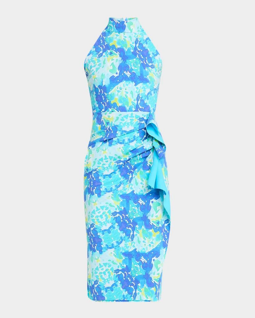 Chiara Boni Amenadiel Floral Print Side-Drape Halter Dress 1