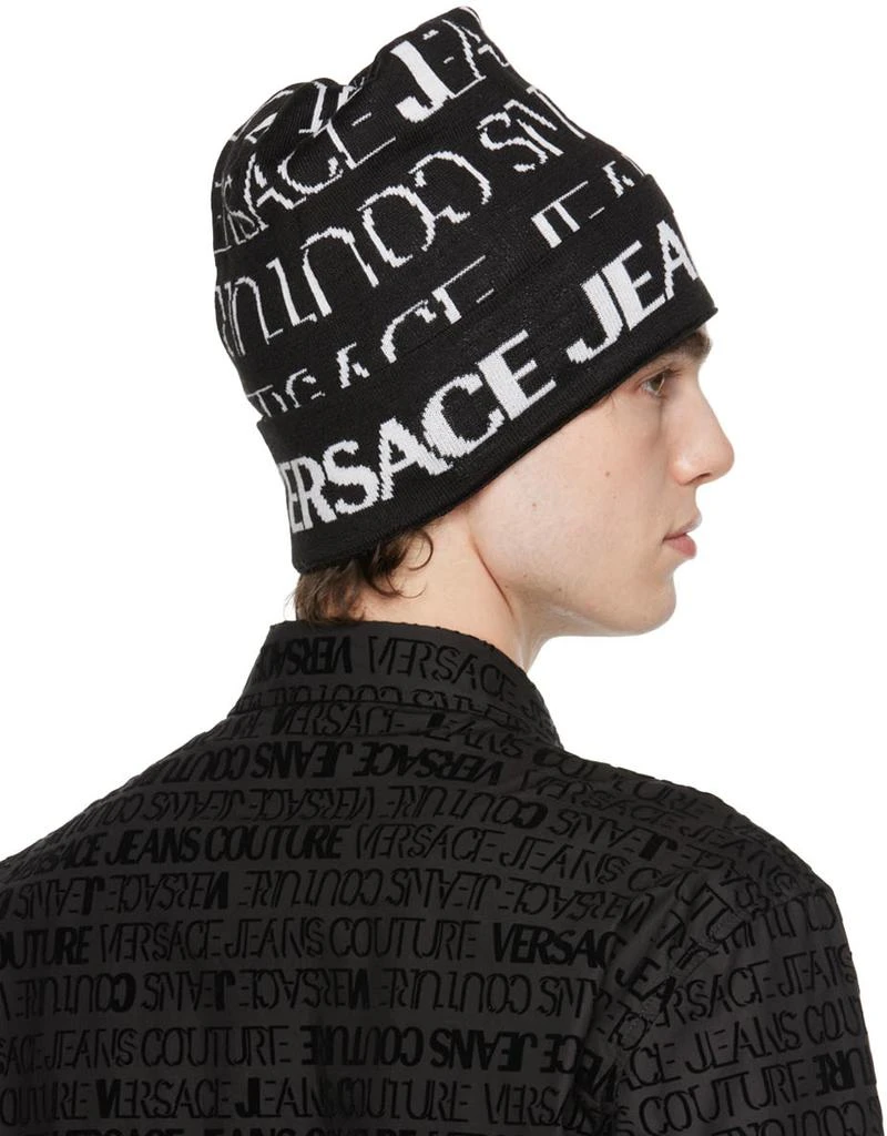 Versace Black & White Knit Beanie 3