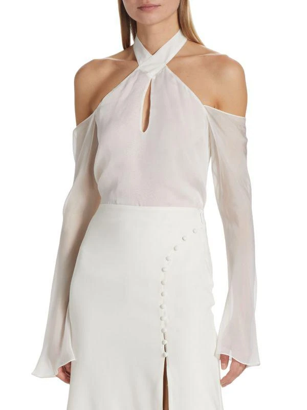 Adriana Iglesias Daisy Cold Shoulder Silk Blouse 1