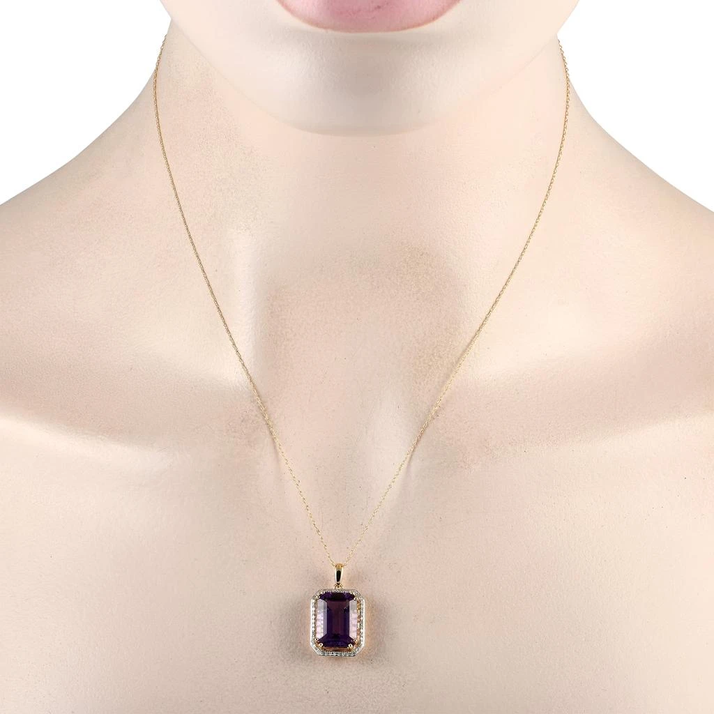 LB Exclusive 14K Yellow Gold 0.20ct Diamond and Amethyst Pendant Necklace PD4-15513YAM 2
