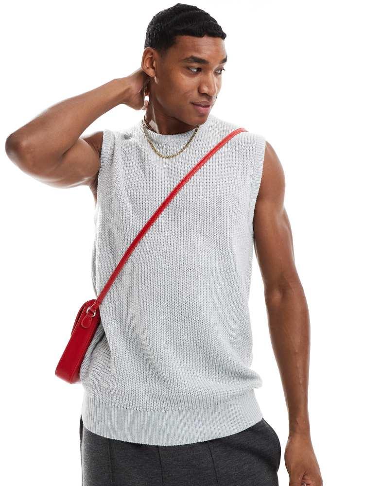 Brave Soul Brave Soul knitted crew neck vest in ecru marl