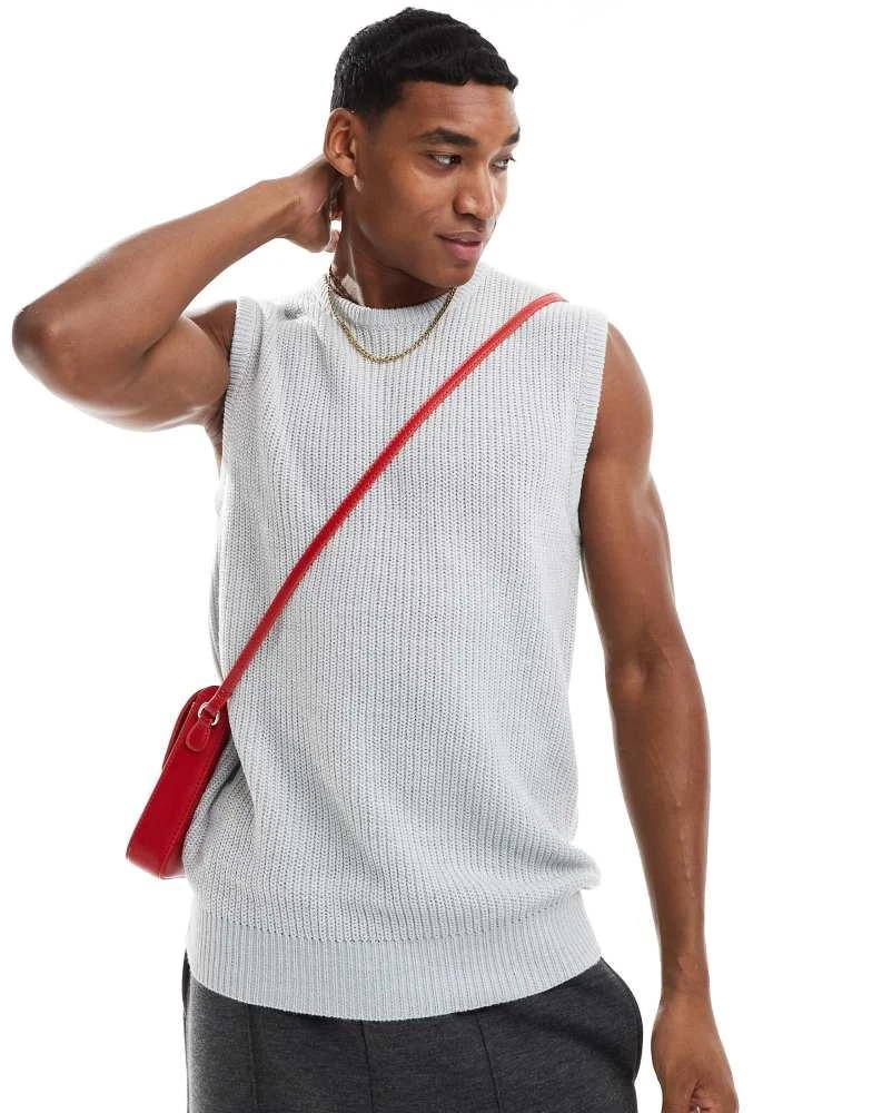 Brave Soul Brave Soul knitted crew neck vest in ecru marl 1