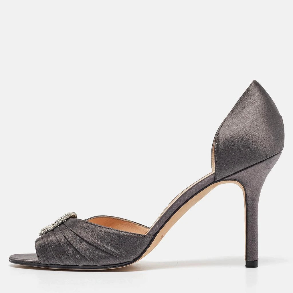 Manolo Blahnik Manolo Blahnik Grey Satin Sedaraby Pumps Size 40.5 1