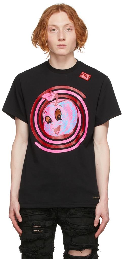 99% IS Black Spiral Apple Mesh-Eye T-Shirt