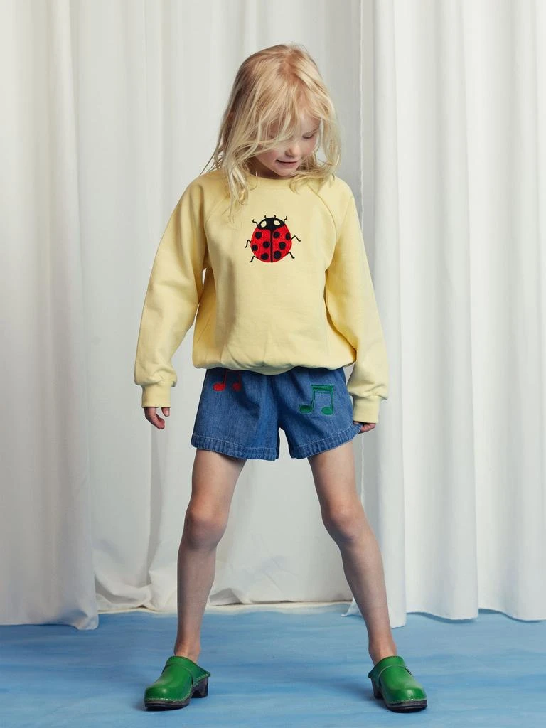 Mini Rodini Girls Ladybugs Embroidered Sweatshirt in Yellow 2