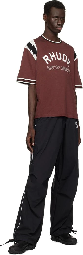 Rhude Burgundy 'Rhude' Lightning Ringer Jersey T-shirt 4