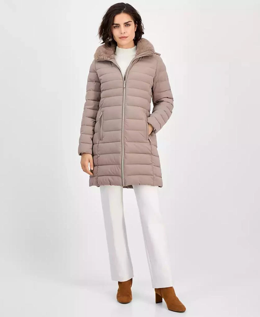 Michael Kors Women's Faux-Fur-Collar Hooded Packable Puffer Coat, P/XXS-XX 1