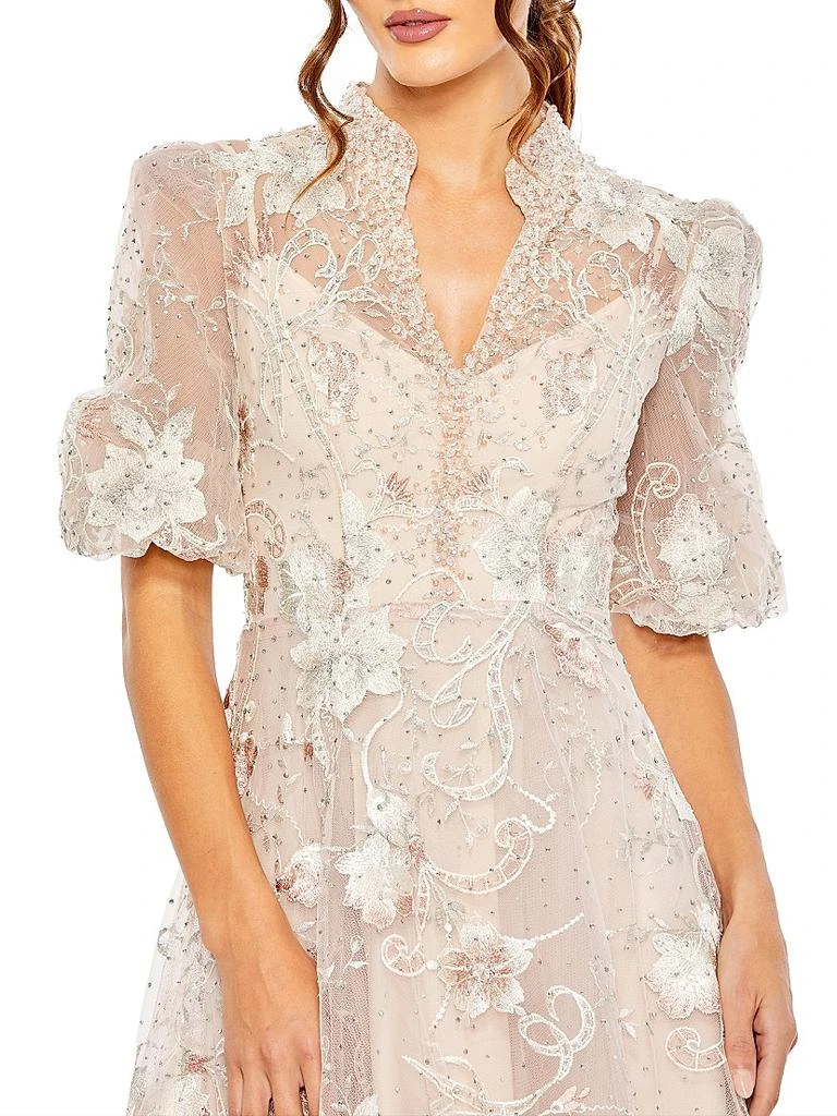 Mac Duggal Petite Floral Embroidered A-Line V-Neck Gown 3