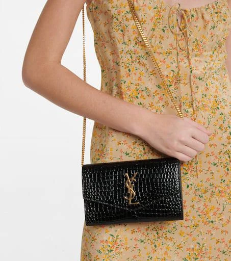 Yves Saint Laurent Uptown croc-effect leather wallet on chain 2