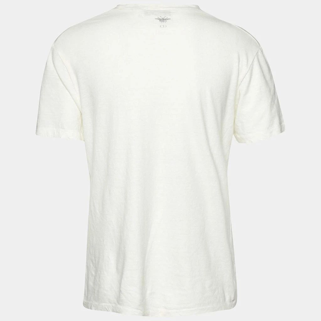 Dior Dior Ivory Slogan Print Cotton & Linen Crew Neck T-Shirt M 2