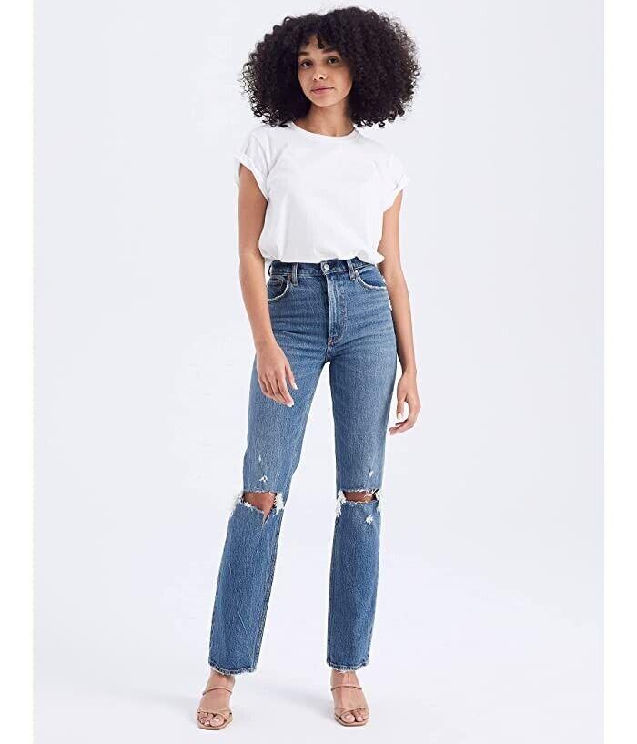 Abercrombie & Fitch Jeans Womens 26 Blue Denim Distressed High Rise Retro ERK389 (Blue,Regular,26)
