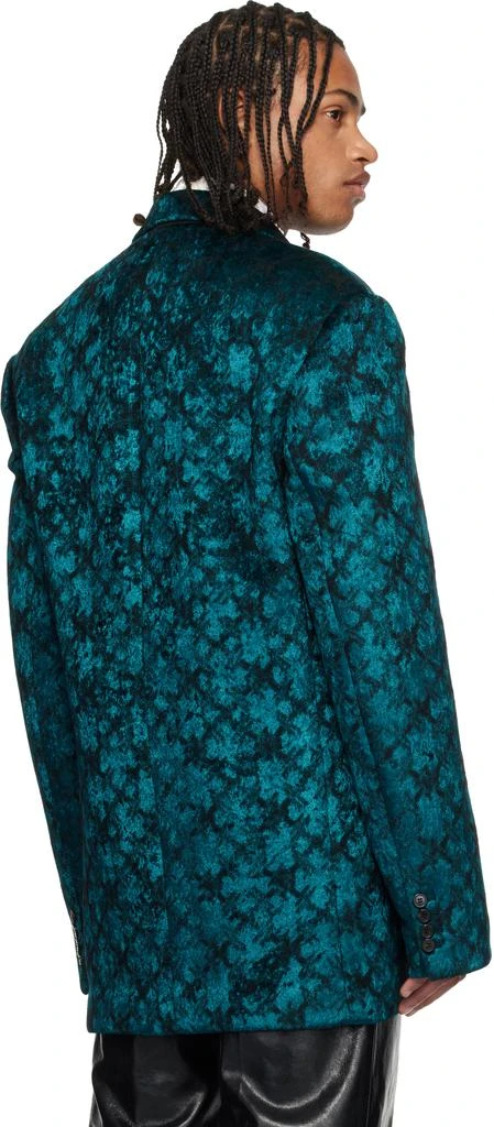 Dries Van Noten Blue 
Black Jacquard Blazer 3