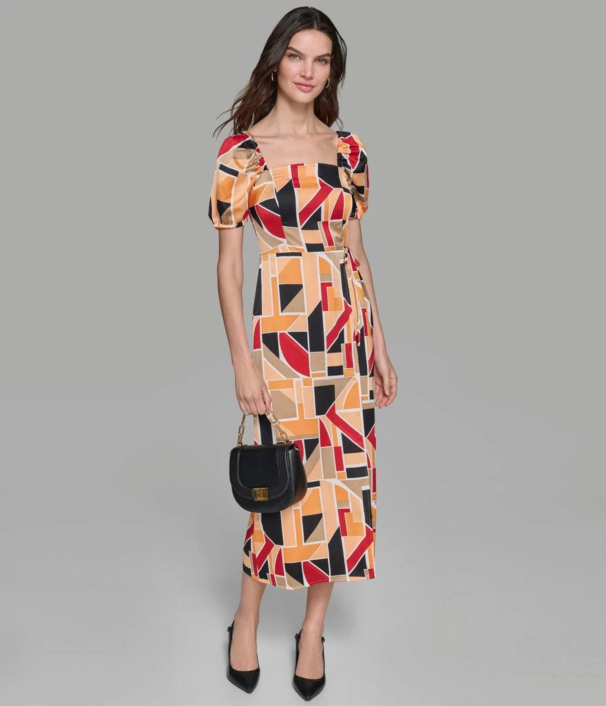 Karl Lagerfeld Paris PUFF SLEEVE WRAP MIDI DRESS 6