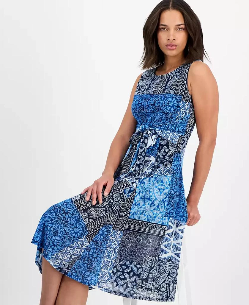 Robbie Bee Petite Printed Tie-Waist Sleeveless Dress 4