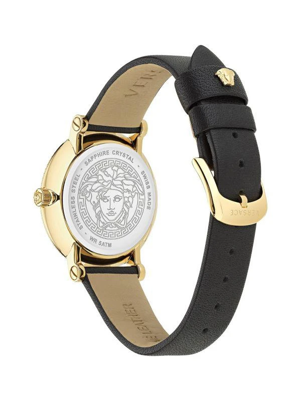 Versace Flourish IP Yellow Goldtone
Leather Stap Watch/35MM 4