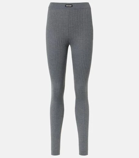 Miu Miu Ribbed-knit wool leggings 1