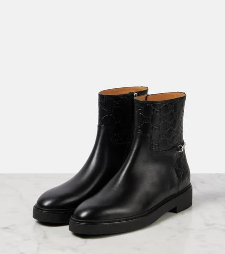Gucci Horsebit GG leather ankle boots 4
