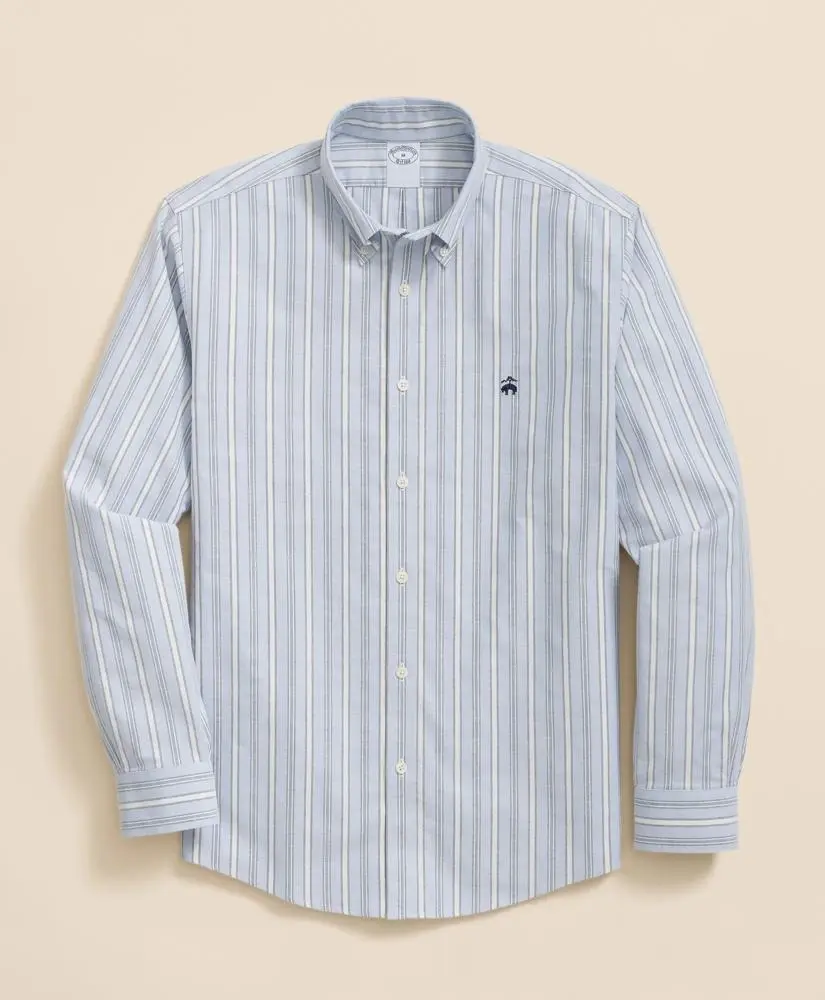 Brooks Brothers Stretch Non-Iron Oxford Button-Down Collar, Outline Stripe Sport Shirt