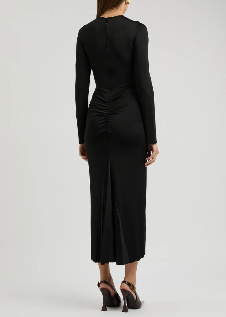 Victoria Beckham Gathered satin-jersey midi dress 3