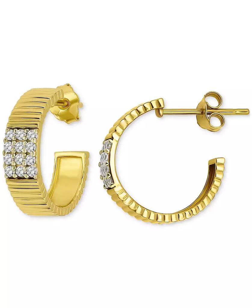 Giani Bernini Pavé Ribbed Small C-Hoop Earrings in Sterling Silver, 0.62" (also in 18k Gold-Plated Sterling Silver), Exclusively at Macy's 3