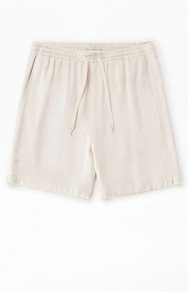 PacSun Cream Russel Linen Volley Shorts 1