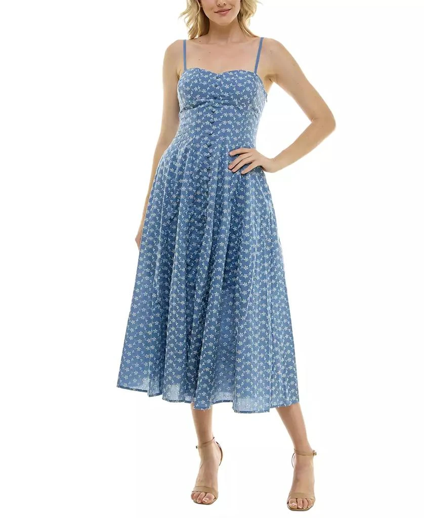 Taylor Petite Sweetheart-Neck Embroidered Midi Dress 1