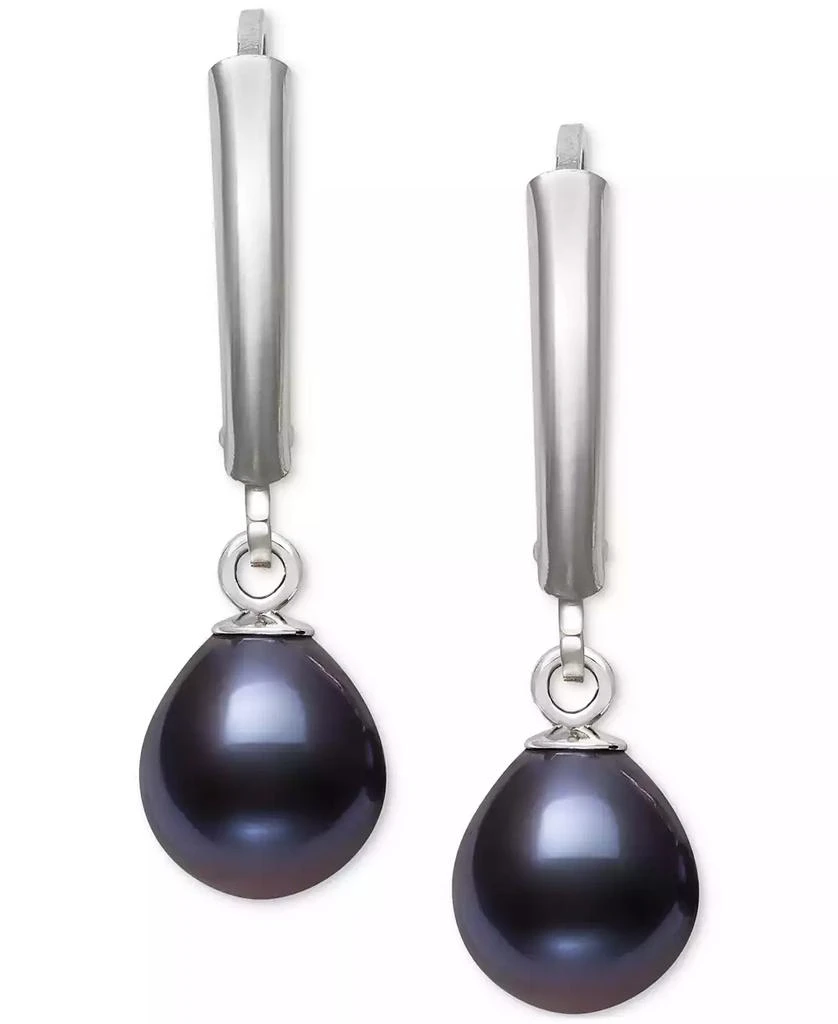 Belle de Mer Dyed Cultured Freshwater Pearl (7-8mm) Leverback Drop Earrings in Sterling Silver 3