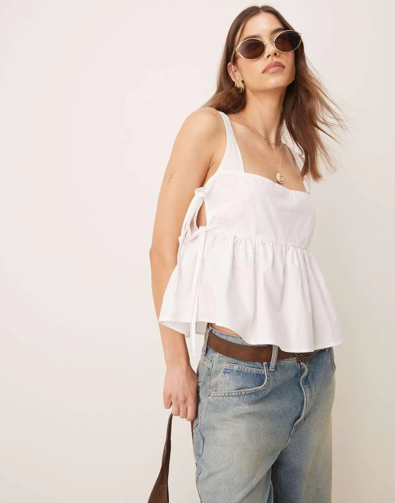 ASOS ASOS DESIGN tie side babydoll tank top in white 1