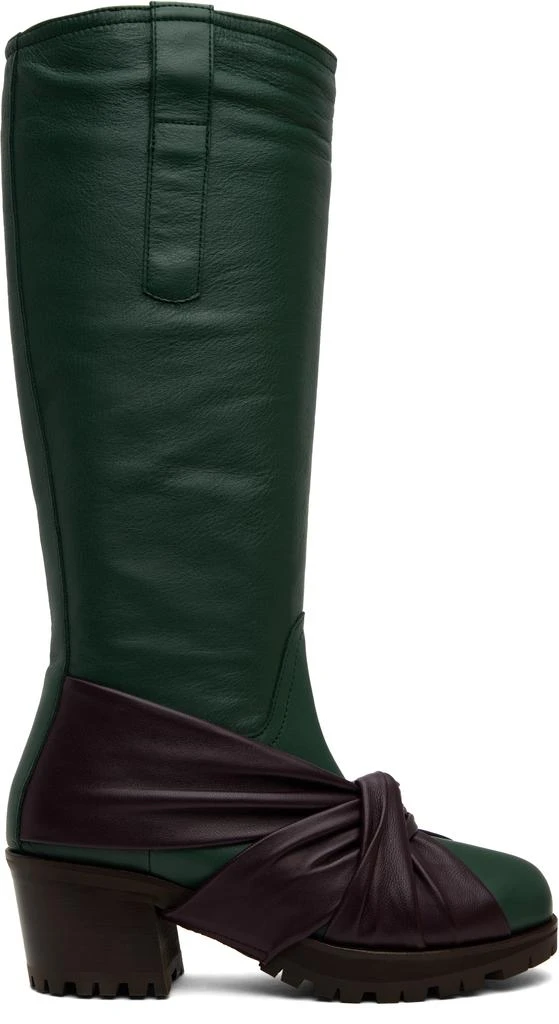 Kiko Kostadinov Green & Purple Knotted Riding Boots 1