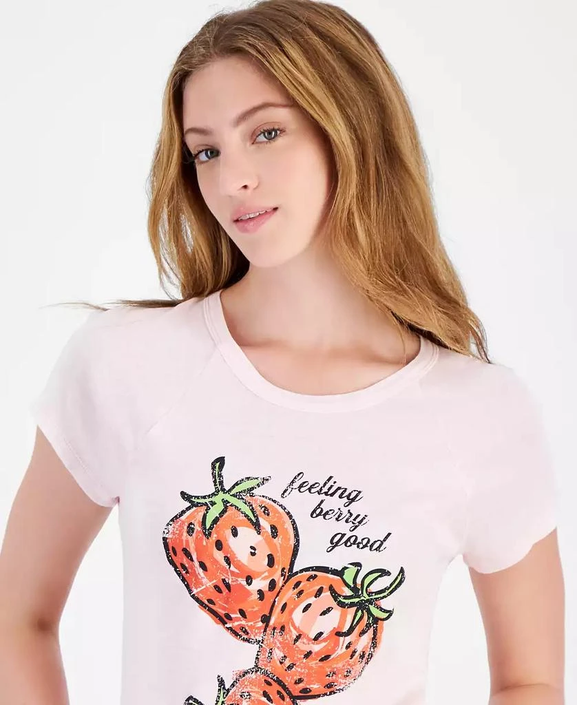 Rebellious One Juniors' Strawberry-Graphic Cotton Baby Tee 3