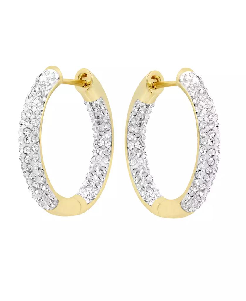 Essentials High Polished Hinged Crystal Pave Hoop Earring, Gold Plate and Silver Plate